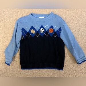 Florence Eiseman Sports Argyle Sweater 2T Blue Boys Football Soccer Basketball